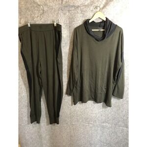 Eileen Fisher Set  XL Green Tencel Loungewear Yoga Gym Stretch Casual Classic